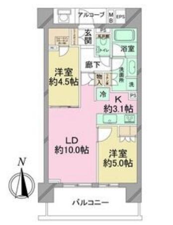 ベリスタ高井戸駅前(2LDK/5階)の間取り写真