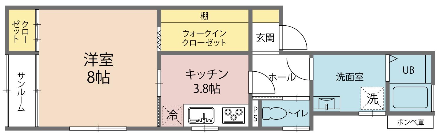 インテリア松栄(1K/1階)の間取り写真