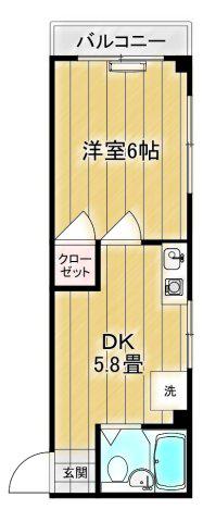 ハイネス緑(1DK/2階)の間取り写真