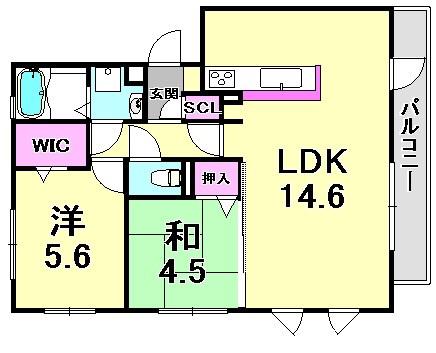 クレスタ(2LDK/3階)の間取り写真