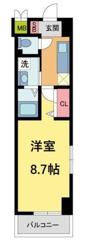 アペックスヒルズ西宮(1K/4階)の間取り写真