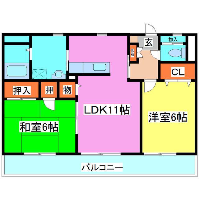 コンフォーレ南高江(2LDK/2階)の間取り写真