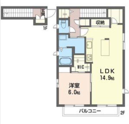 コーポYK-2(1LDK/2階)の間取り写真