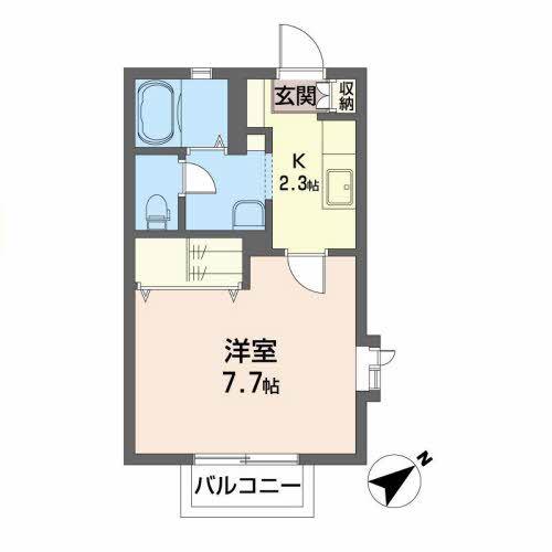 フォルムA(1K/2階)の間取り写真