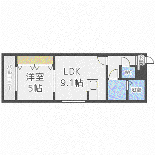 コスモハイツNO5(1LDK/4階)の間取り写真