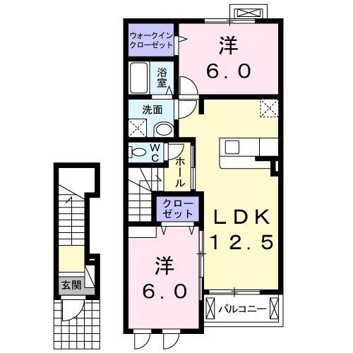 サンリットみなみ C(2LDK/2階)の間取り写真