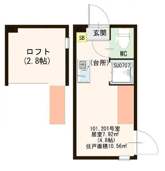 YROOMII(ワンルーム/1階)の間取り写真