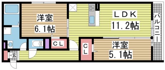 LICORICEB棟(2LDK/3階)の間取り写真