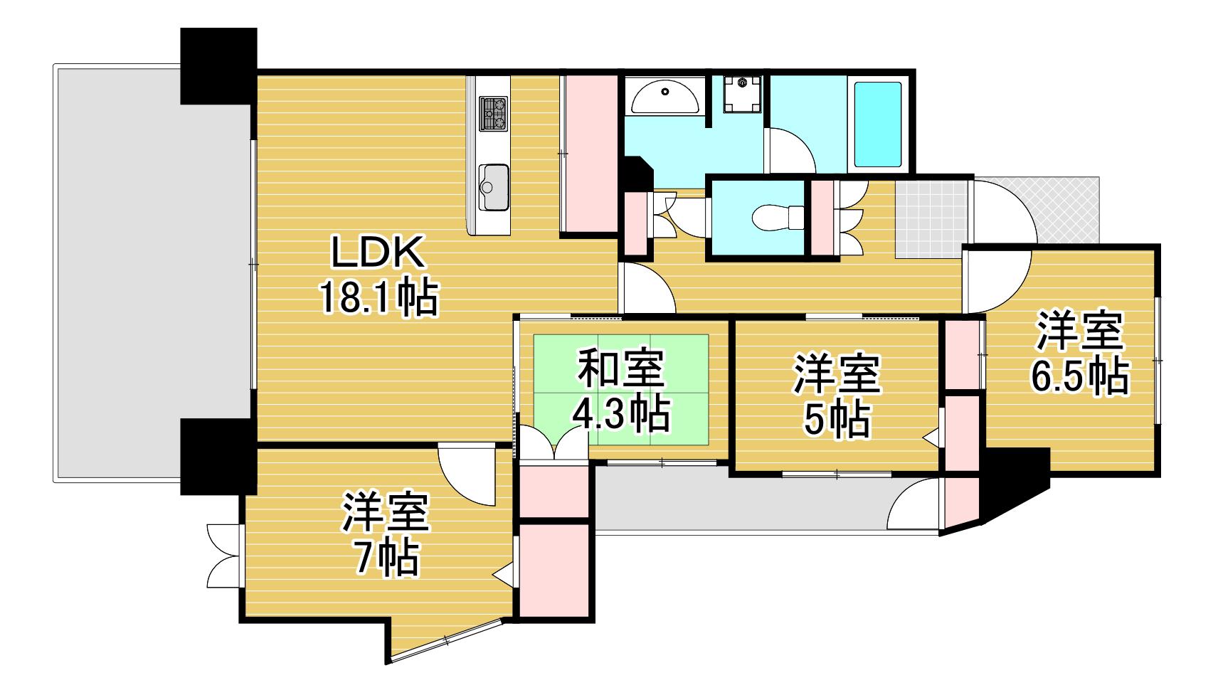 アーティックス上富野グランゲート(4LDK/3階)の間取り写真