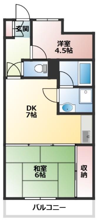 クレスト弐番館(2DK/2階)の間取り写真