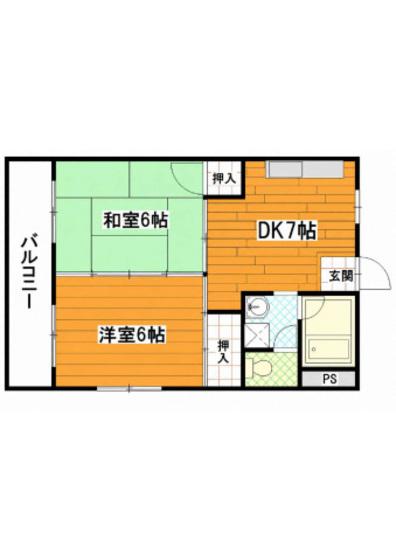 コーポ高浦(2DK/3階)の間取り写真