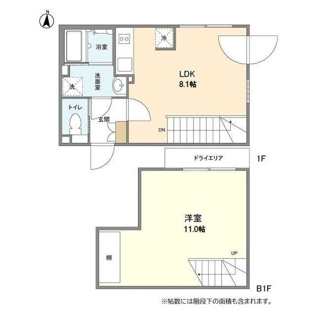 アレーロ三軒茶屋3(1LDK/1階)の間取り写真