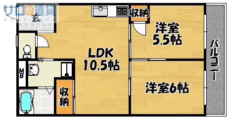 森川ハイツ(2LDK/3階)の間取り写真