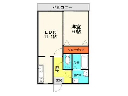 マンショングランドールII(1LDK/1階)の間取り写真
