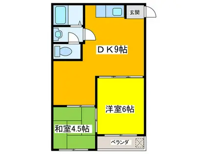 五條ハイツ(2DK/2階)の間取り写真