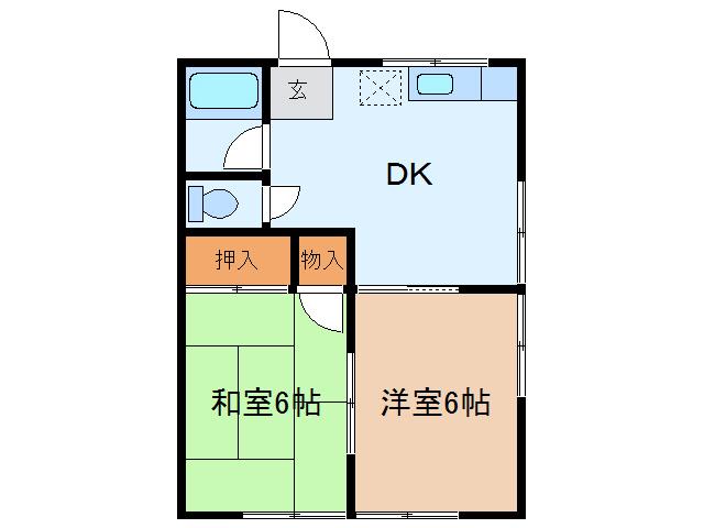 石山コーポ(2DK/2階)の間取り写真