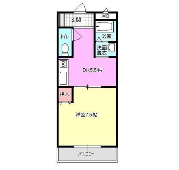 ステーションエイト(1DK/2階)の間取り写真