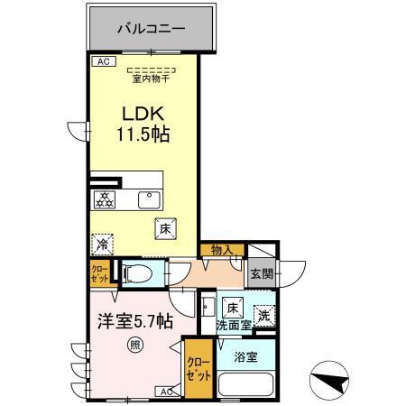 CREA INN(1LDK/1階)の間取り写真