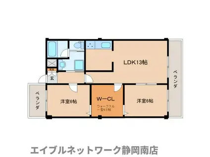 ディアコート中田(2LDK/3階)の間取り写真