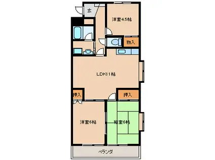 グランドハイツ(3LDK/7階)の間取り写真