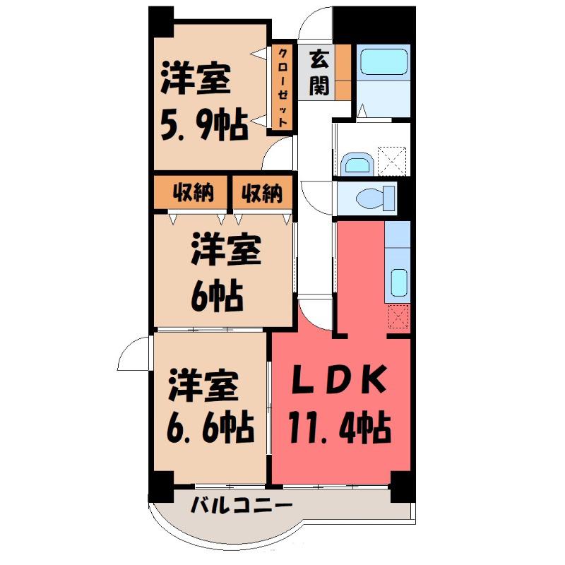 グランドレジデンス(3LDK/2階)の間取り写真