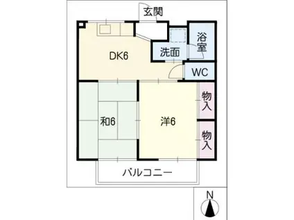 大石ハイツ(2DK/2階)の間取り写真