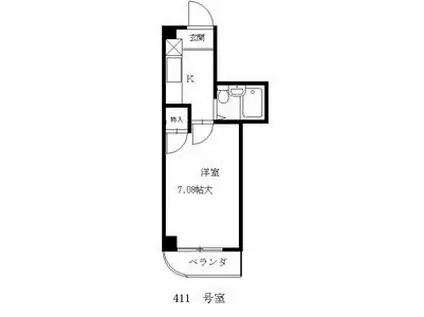 シャトレーツカサ(1K/4階)の間取り写真