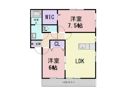 リリーハウス B(2LDK/2階)の間取り写真