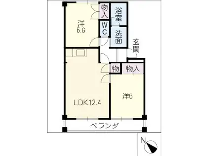 エクセルサンパレス(2LDK/3階)の間取り写真