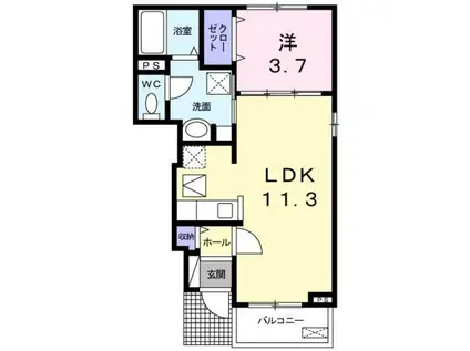 ル・エスターテ(1LDK/1階)の間取り写真
