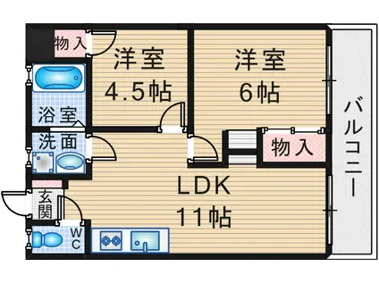 ハイツ最上2号館(2LDK/2階)の間取り写真