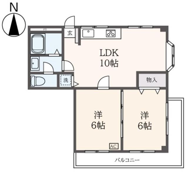 メゾンストーク(2LDK/2階)の間取り写真