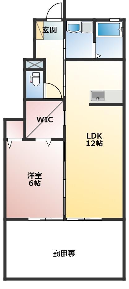 ボンフール(1LDK/1階)の間取り写真