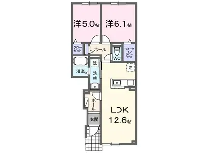 ウェルピアピープルタウン東町II(2LDK/1階)の間取り写真