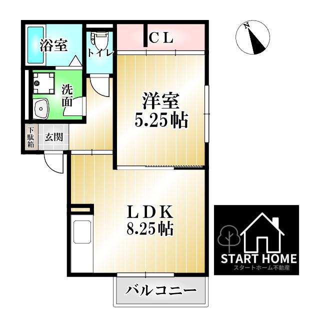 ブランチ田宮(1LDK/2階)の間取り写真