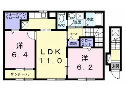フロリア(2LDK/2階)の間取り写真
