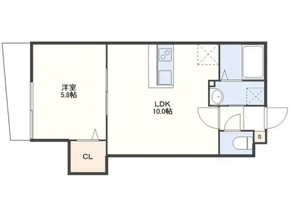 プレジデント滑石通(1LDK/2階)の間取り写真