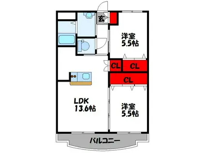 ユーミーウインクルムIII(2LDK/3階)の間取り写真