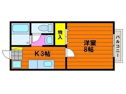 アルトハイデII(1K/2階)の間取り写真