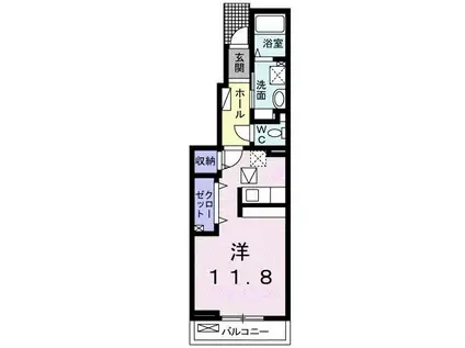 WALL・ROSEII(ワンルーム/1階)の間取り写真