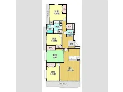 ディアレスト大平(4LDK/4階)の間取り写真