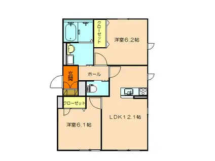 メゾン ボヌール(2LDK/1階)の間取り写真