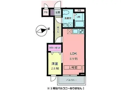 メリディアン多賀城南宮 壱番館(1LDK/3階)の間取り写真