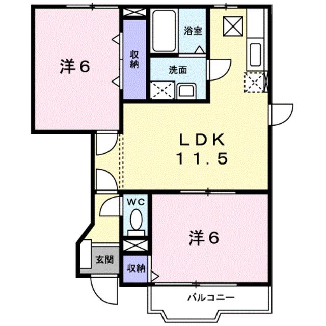フェルマータII FERMATA(2LDK/1階)の間取り写真