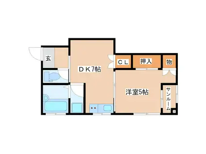 川原園ビル(1DK/3階)の間取り写真