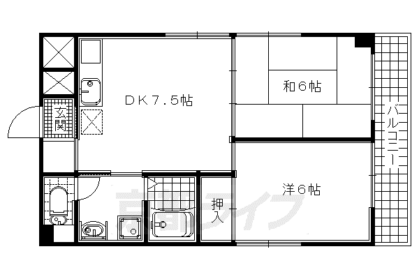 ハイツ平和II(2DK/3階)の間取り写真
