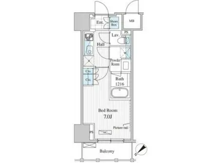 CERIO落合東中野(1K/4階)の間取り写真