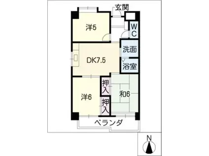 第9平與マンション(3DK/5階)の間取り写真
