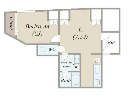 高輪ハウス(1LDK/2階)の間取り写真