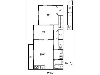 ソーラーハイツB(2LDK/2階)の間取り写真
